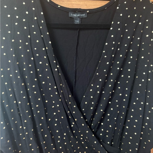 Lane Bryant Womens Size 22/24 Black Gold Swiss Dot Blouse - Picture 4 of 7